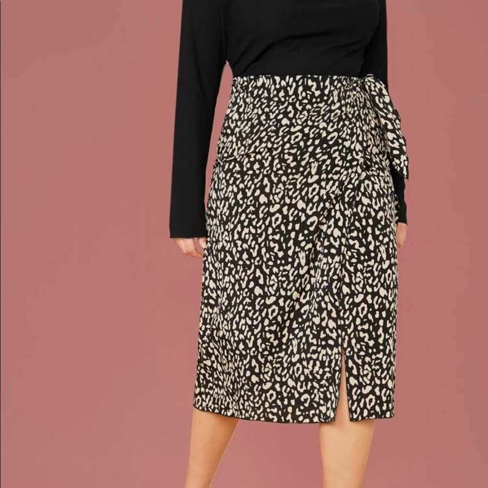 Leopard Print Tie Side Wrap Skirt
